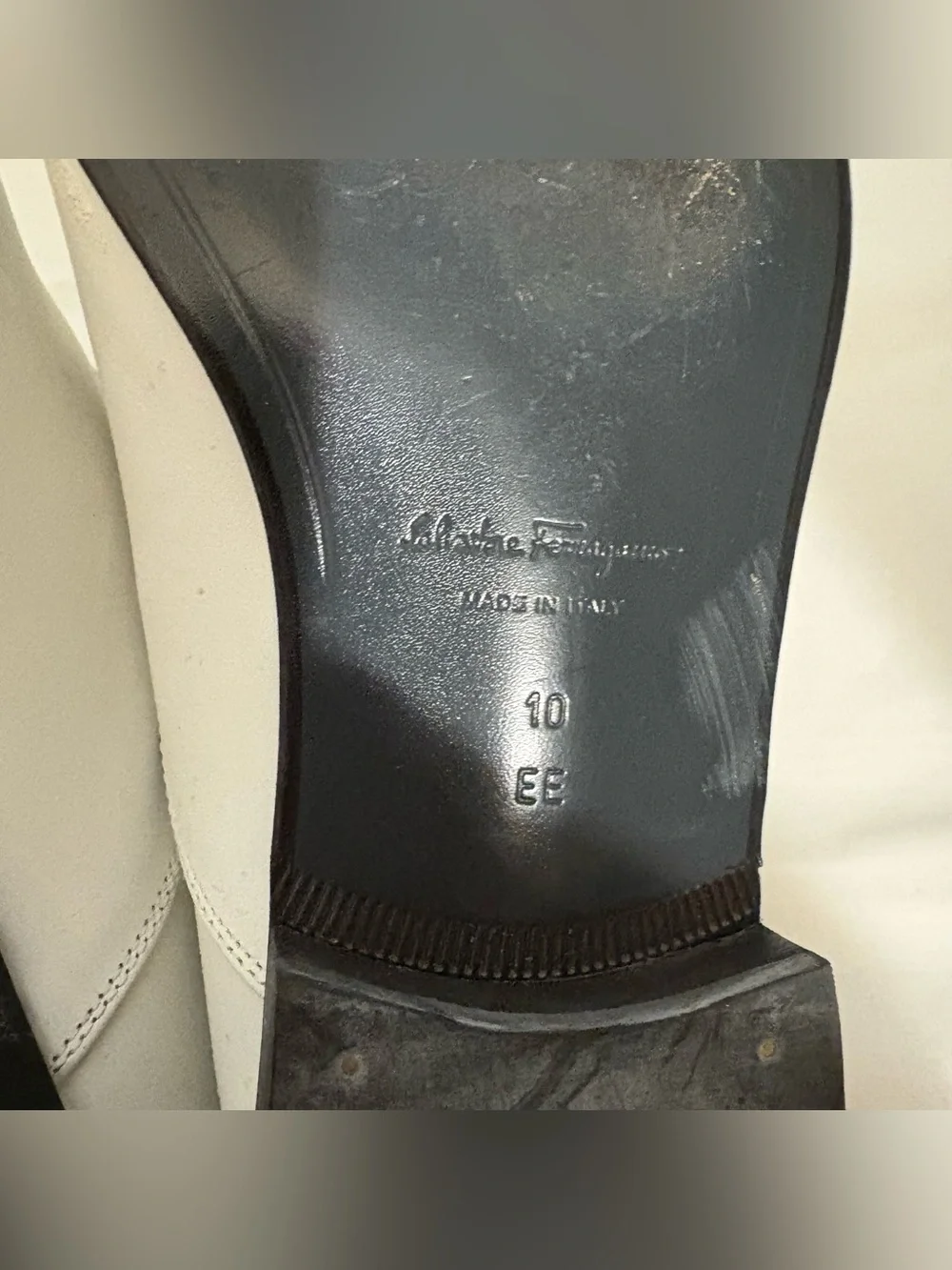 SALVATORE FERRAGAMO mens white leather dress shoes